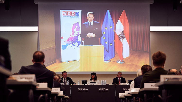 WKÖ-Präsident Harald Mahrer bei der 4. Sitzung des WKÖ-Wirtschaftsparlaments am 24.11.2022