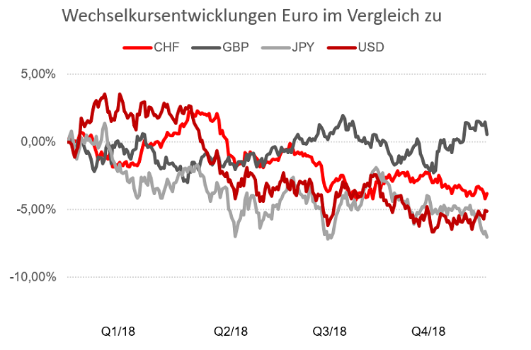 Wechselkursentwicklungen 2018 für den Euro